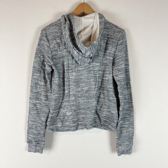 Anthropologie Saturday Sunday Moto Jacket Womens Small Blue Hooded Knit Full Zip - Picture 9 of 11